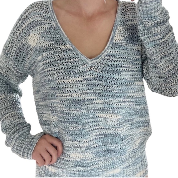 MADEWELL Cotton Blend Southbrook Open Stitch Pullover V-Neck Sweater Space Dye - Picture 1 of 9